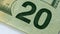 Twenty US or USA Dollar Bill Closeup
