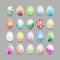 Twenty white painted easter eggs