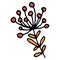 Twigs with a bunch of red berries. icon of a twig with orange leaves and berries of a red umbrella with a black outline on white