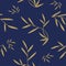 Twigs with leaves - seamless pattern in a flat style, hand drawn. concept - textile, paper, print