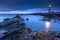 Twilight begins yielding to daylight at St. Johns Point Lighthouse