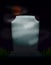 Twilight in cemetery at night. Moon on dark sky. mysterious Ghost Fog and tomb. Old Tombstone. Illustration for halloween scary h