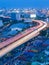 Twilight of city highway curved long exposure