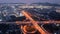 Twilight cityscape aerial view high way and ring road refinery industry area