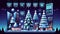 Twilight Cityscape with Modern Christmas Trees AI Generated