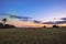 Twilight countryside scenery landscape horizon sunset field blue orange sunset sky with moon