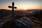 Twilight embrace on rugged mountain cross