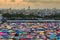 Twilight of Flea market roof top colourful on the weekend