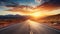 Twilight Journey: Horizon Highway Through Nature\\\'s Scenic Landscape generated by AI tool