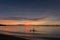 Twilight of Laem Chabang seaside at Sriracha with sunset sky
