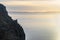 Twilight landscape over the beach in the Lealt waterfall cliffs south of Staffin, Isle of Skye