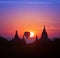 Twilight magical sunset in Bagan Myanmar (Burma)hot