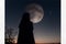 Twilight Moonrise A Captivating Celestial Spectacle.AI Generated