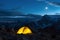 Twilight Mountain Panorama and Tent