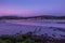 Twilight over an estuary at low tide at Kirkcudbright Harbour southern Scotland