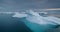 Twilight over iceberg-laden lagoon in winter