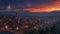 Twilight over a Picturesque Hillside Town