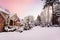 Twilight over snowy home