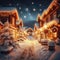 Twilight\\\'s Magic: Snow-Kissed Town in Festive Glow