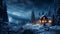 Twilight\\\'s Winter Retreat: Cabin Amidst Snowy Pines