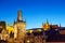 Twilight scene of Prague with Charles bridge tower and St Vitus