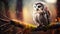 Twilight Sentinel: Majestic Owl overlooking the forest at sunset. Generative AI