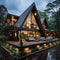 Twilight Serenity: Modern A-frame House Amidst Nature