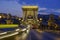 Twilight shot of traffic crossing the Chain Bridge