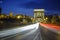 Twilight shot of traffic crossing the Chain Bridge