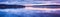 Twilight Sky Reflecting On A Calm Blurry Lake. Banner For Web. Generative AI