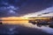 Twilight sunset at Ria Formosa wetlands natural conservation reg