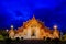 Twilight Time with Granite Benchamabophit Temple Landscape in Bangkok Thailand