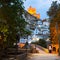 Twilight view of Alcala del Jucar with castle and bridge