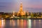 Twilight view of Wat Arun Temple waterfront