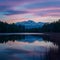 Twilights beauty captured in serene sky lake juxtaposition