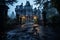 Twilights Haunting Embrace: A Dilapidated Victorian Mansion Enshrouded in Sinister Shadows