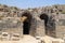 Twin arches leading to theater of Beit She`an near Sea of Galilee