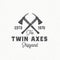 Twin Axes Abstract Vector Sign, Symbol or Logo Template. Crossed Ship Axes and Retro Typography. Vintage Emblem with