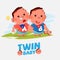 Twin babies boy in various acting -