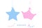 Twin baby boy and girl star with crown baby arrival greeting card vector