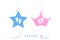 Twin baby boy and girl star with crown baby foot print vector