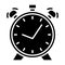 Twin bell alarm clock. Time icon in glyph style. Simple clock icon