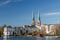 Twin bell-towers of the medieval Gothic church in Lubeck