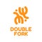 Twin double fork orange logo concept design