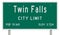 Twin Falls road sign showing population and elevation