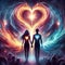 Twin flame couple. Soulmates. The concept of magical, esoteric, tantric, spiritual love. Connection between souls