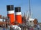 Twin funnels of waverley paddle steamer ship