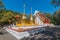 Twin golden pagoda in front of Buddhist church at Wat Phra Thart Doi Tung, Thailand