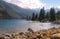 Twin lakes landscape in California Sierra mountains