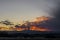 Twin Mountain Peaks Orange Sky Sunset Rays
